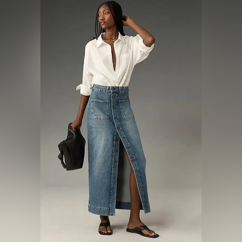 Pilcro Denim Button-Front Maxi Skirt